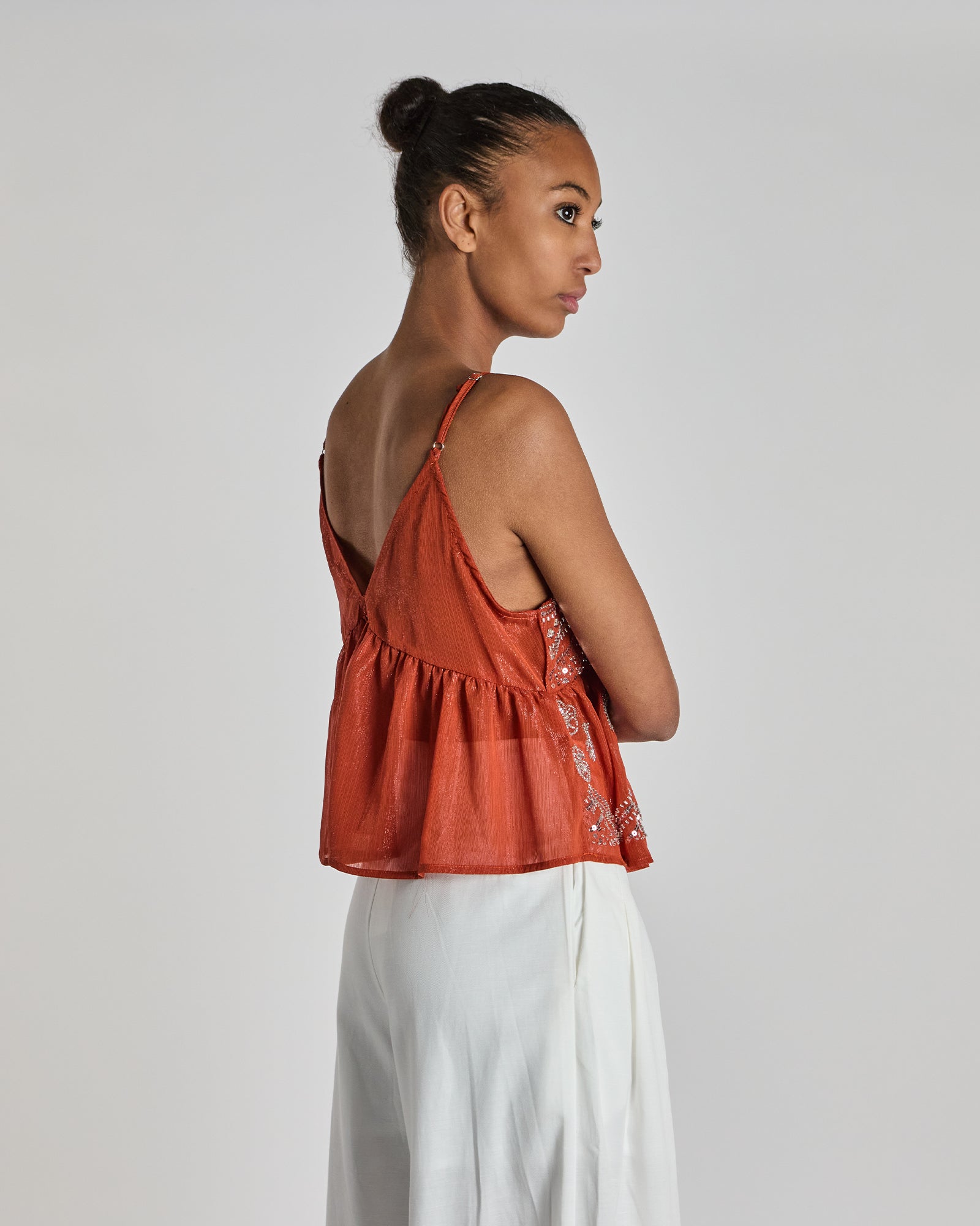Top Kiki Nero Arancione